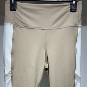 Athleta Crop Leggings Colorblock‎ Athletic Workout Yoga Pants Beige White M